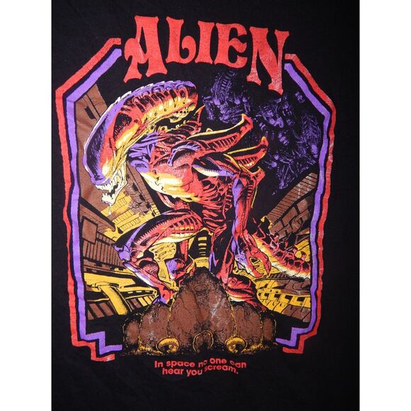 ALIEN unisex large black graphic t-shirt - Picture 2 of 4